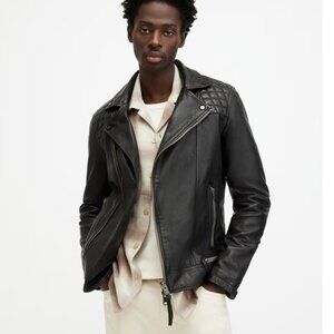 All Saints Leather Jacket XS S Black Biker Conroy Classic Moto NWOT